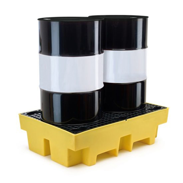 Oil Spill 2 Drum Pallet Sump & Grating with Removable Plastic Grid for Cleaning