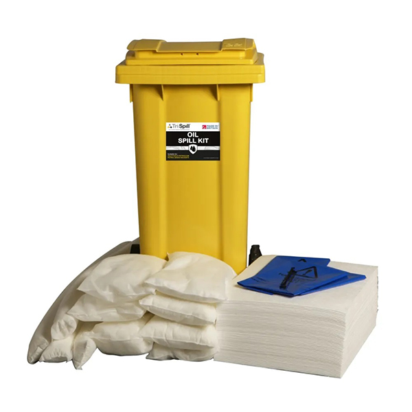 Absorbs Oils Fuels and Solvents with Oil Spill Kit Supplied in Wheelie Bin